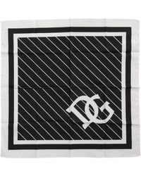 Dolce & Gabbana - Luxuriöser Logo Baumwoll-Foulard-Schal - Lyst
