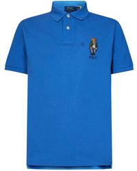 Polo Ralph Lauren - Blaues polo-shirt mit polo bear stickerei - Lyst