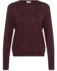 Kaffe - Truien & Vesten ,Bruin ,Trui Met Ronde Hals - Lyst