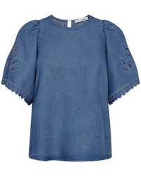 co'couture - Overhemden ,Blauw ,Leer Tops - Lyst