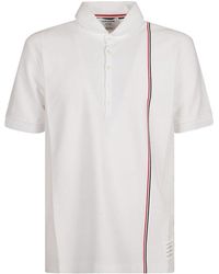 Thom Browne - Short sleeve rib cuff collection polo in med weight jersey w/ eng rwb stripe. - Lyst
