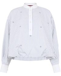 Gucci - Interlocking G Dunne Pinstripe Katoenen Blouse - Lyst