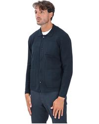 SELECTED - Truien & Vesten ,Blauw ,Katoen Blauwe Cardigan Voor Mannen - Lyst