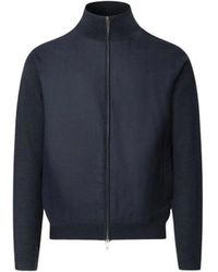 Hackett - Jassen ,Blauw ,Wol Herringbone Full Zip Jacket - Lyst