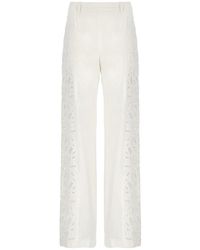 Alberta Ferretti - Pantaloni in lino bianchi con pizzo laterale - Lyst