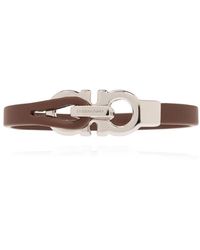 Ferragamo - Accessoires ,Bruin ,Leer Gancini Armband - Lyst
