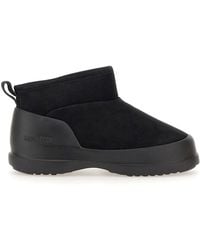 Moon Boot - Schwarze wildleder winterstiefel mit fell - Lyst