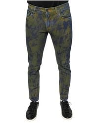 Dolce & Gabbana - Jeans ,Blauw ,Katoen Blauwe Tie Dye Slim Fit Jeans - Lyst