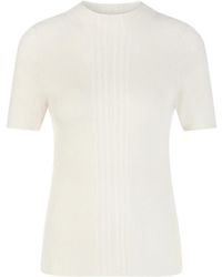 Marc Cain - Truien & Vesten ,Wit ,Wol Lichte Pullover Met Ronde Hals En Korte Mouwen - Lyst
