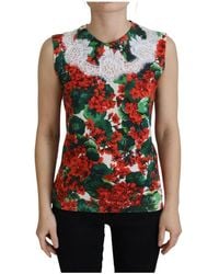 Dolce & Gabbana - Floral Lace Sleeveless Tank Top - Lyst