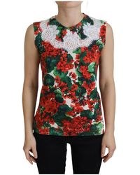 Dolce & Gabbana - Overhemd Mouwloze Top Met Bloemenprint Tsh8079 - Lyst