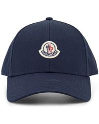 Moncler - Accessoires ,Blauw ,Katoen Gabardine Baseball Cap - Lyst