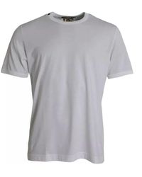 Dolce & Gabbana - Weißes baumwoll-t-shirt mit rundhalsausschnitt und kurzen ärmeln - Lyst