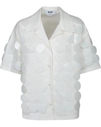 MSGM - Witte Paillet Overlay Shirt - Lyst