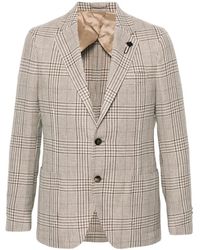 Lardini - Jacket Met Ruitpatroon En Broche Detail - Lyst