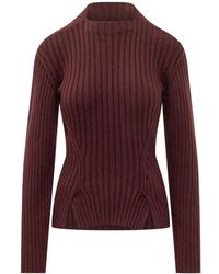 Victoria Beckham - Truien & Vesten ,Rood ,Wol Rib Jumper - Lyst