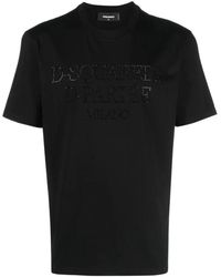 DSquared² - Tops ,Zwart ,Katoen Cotton T-Shirt Slim Fit Crew Neck - Lyst
