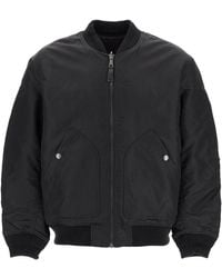 DIESEL - Zwarte Nylon Bomberjack Met Rits - Lyst