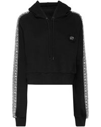 Philipp Plein - Hoodies & Sweatvesten ,Zwart ,Katoen Hoodie Sweatjacket Crystal - Lyst