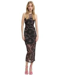 Moschino - Ruched Fitted Maxi Jurk - Lyst