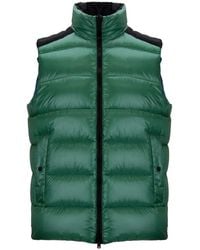 Herno - Jassen ,Groen ,Polyester Gewatteerde Vest Met Rits - Lyst