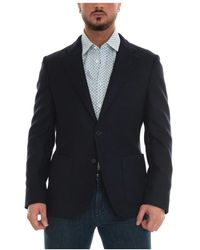 Fay - Jassen ,Blauw ,Katoen Korte Wol Katoenen Jas Met Knopen - Lyst