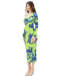 Versace Jeans Couture - Grünes Barock Midi Kleid - Lyst