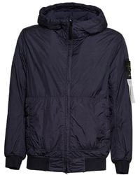 Stone Island - Blaue Jacke Mit Kapuze Und Taschen - Lyst