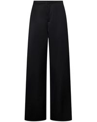 Ralph Lauren - Pantalones anchos de lino negro con aberturas - Lyst
