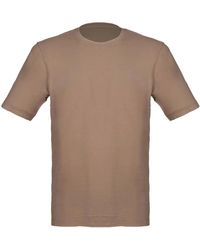 Gran Sasso - Nocciola crepe baumwoll t-shirt mit seitenschlitzen - Lyst