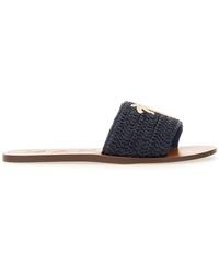 Manebí - Schoenen ,Blauw ,Leer Yucatán Raffia Sandal - Lyst