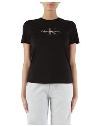 Calvin Klein - T-shirt in cotone con stampa logo - Lyst