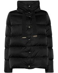Herno - Giacca trapuntata in raso nero - Lyst