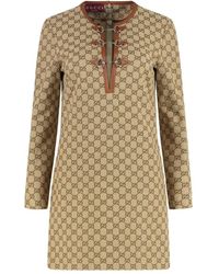 Gucci - Gg Jacquard Fabric Dress - Lyst