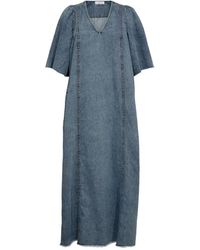 Haute L'Amitié - Denim Blaues Raw Hem Kleid - Lyst