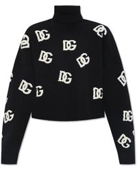Dolce & Gabbana - Maglione in lana con monogramma a collo alto - Lyst