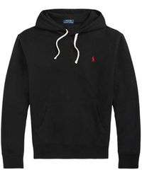 Polo Ralph Lauren - Hoodies & Sweatvesten ,Zwart ,Katoen Hoodie Met Geborduurd Logo - Lyst