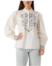 Louizon - Overhemden ,Wit ,Wervelende Blouse Voor Zonnige Dagen - Lyst