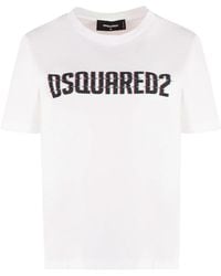 DSquared² - Tops ,Wit ,Katoen Logo Katoenen T-Shirt - Lyst