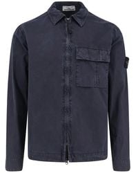 Stone Island - Jassen ,Blauw ,Katoen Light Jacket - Lyst