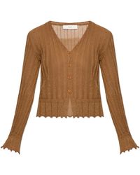 Akep - Truien & Vesten ,Bruin ,Leer Lurex Thread Cardigan - Lyst