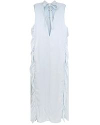 Jil Sander - Blaues ärmelloses kleid mit v-ausschnitt - Lyst
