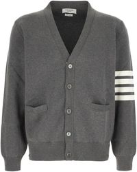 Thom Browne - Truien & Vesten ,Grijs ,Katoen Stijlvolle Gebreide Collectie - Lyst