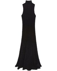 MSGM - Schwarzes Baumwollmischung Hochgeschlossenes Kleid - Lyst