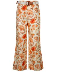 Zimmermann - Pantalones de talle alto con estampado floral - Lyst