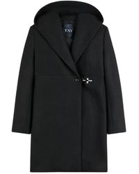 Fay - Jassen ,Zwart ,Gevoerde Jas Met Capuchon + Haaksluiting - Lyst