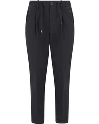 Herno - Broeken ,Zwart ,Polyester Slim-Fit Broek Met Trekkoord - Lyst