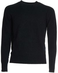 Malo - Truien & Vesten ,Blauw ,Kasjmier Blauwe Crew Neck Kasjmier Trui - Lyst