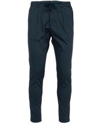 Cruna - Broeken ,Blauw ,Katoen Blauwe Katoenen Broek Met Elastische Tailleband - Lyst