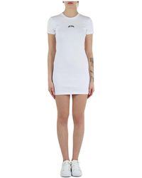 Gcds - Kleedjes ,Wit ,Katoen Witte Logo Mini Jurk Met Korte Mouwen - Lyst